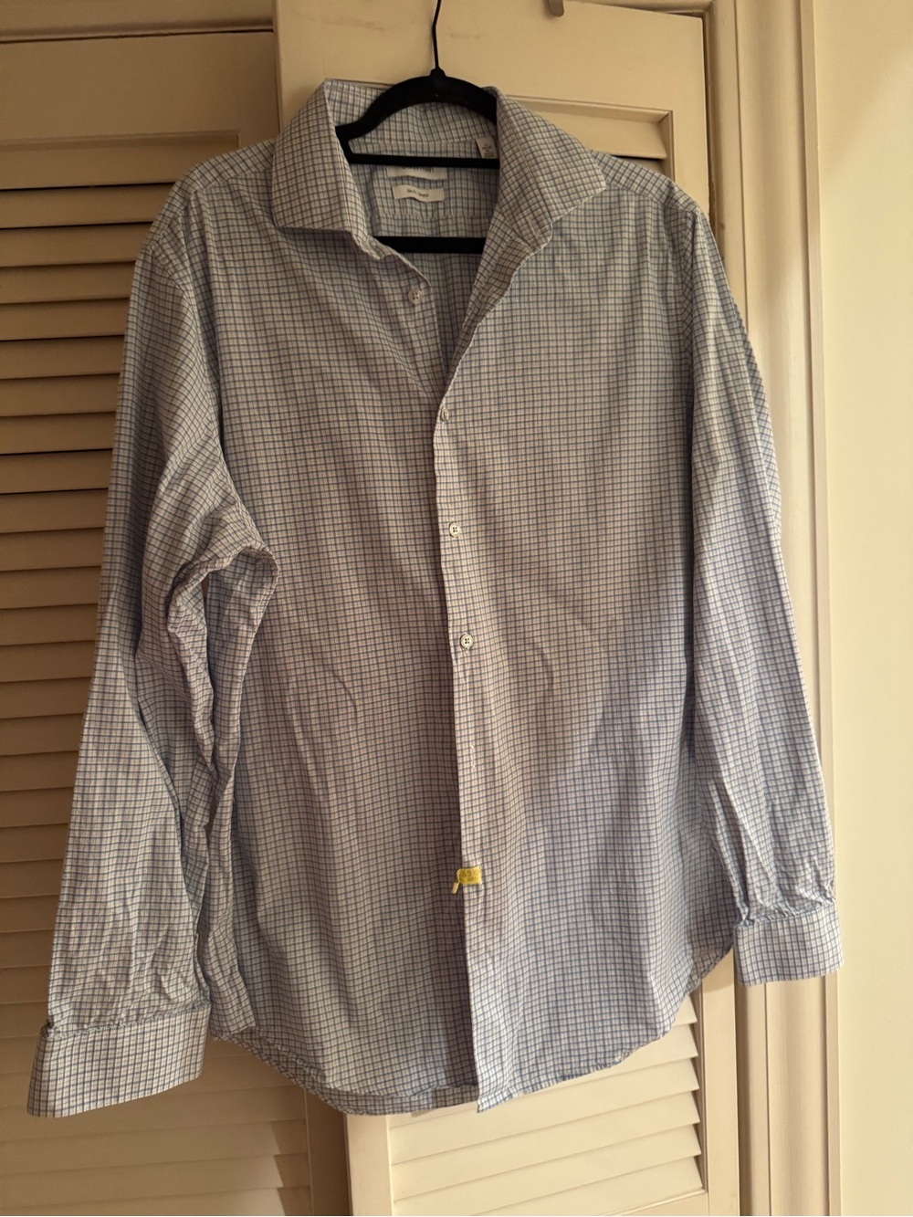 Calvin Klein Check Button-Down Shirt - Light Blue/White